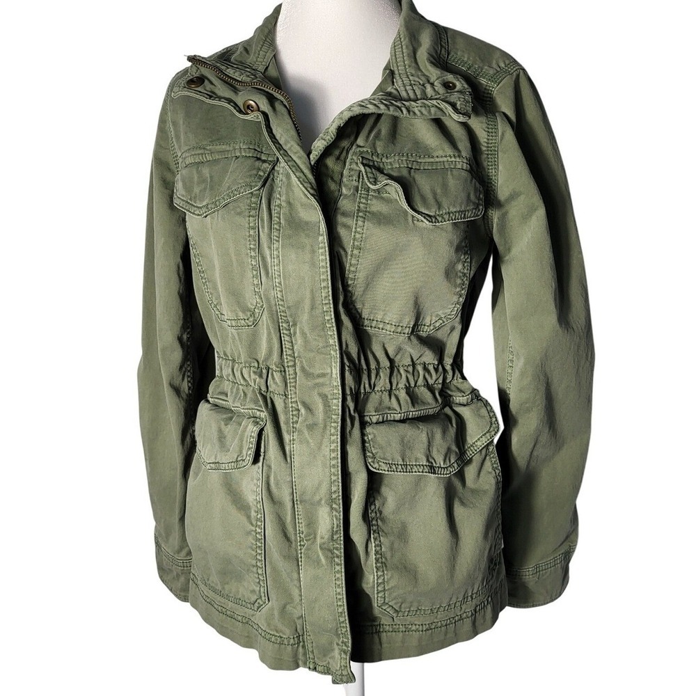 Gap Y2k Army Green Utility Jacket Military Anorak Drawstring Waist Lightweight - Picture 1 of 10